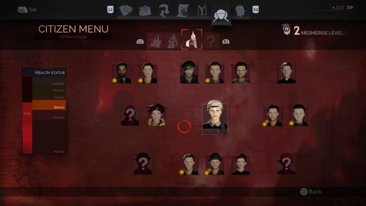 Screenshot of the District menu for Whitechapel 